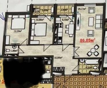 Продажа квартир: 3 комнаты, 86 м², Элитка, 7 этаж, ПСО (под самоотделку)