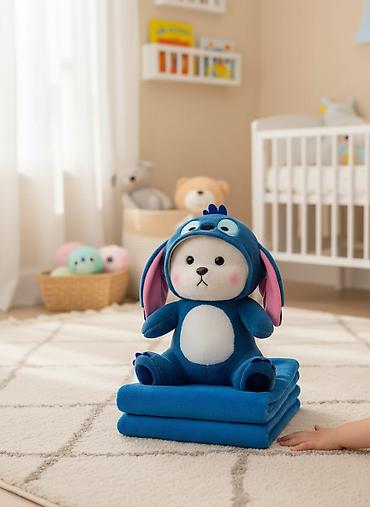 dilvin teddy: 🧸 Плюшевый мишка 2в1 с капюшоном и тёплым пледом | 50 см Идеальный — 2