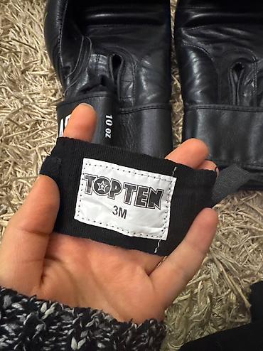 top flex: Перчатки для бокса everlast в комплекте с бинтами topten состояние — 4