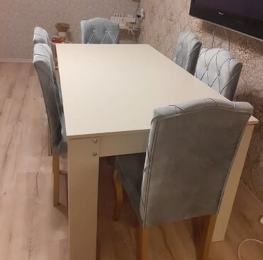 metbex stollari sederek: İşlənmiş, Açılmayan, Dördbucaq masa, 6 stul