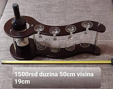 prodaja razno: Drveni stalak za vino i čaše - Materijal: tamno drvo sa metalnim — 1