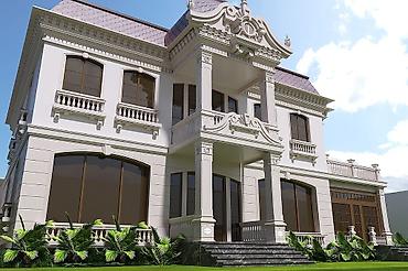 ev temiri neceye basa gelir: Neoklassik üslubda iki mərtəbəli villa layihəsi – fasad və landşaft — 4