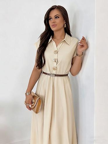 Haljine: 💫💫Ženska midi košulja-haljina sa pojasom - Elegantna A-kroj silueta — 11