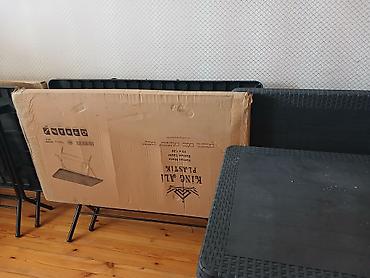 Bağ, çöl mebeli: Rattan naxışlı qatlanan masa və tabure dəsti - Material: möhkəm — 3