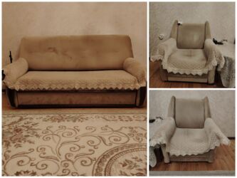 divan xacmaz: İşlənmiş, Divan, 2 kreslo, Bazalı, Açılan