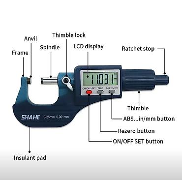 Mikrometrlər: Elektron mikrometr. Qiyməti : 00-25 mm 229 azn ( 1-ci şəkildə olan ) — 22