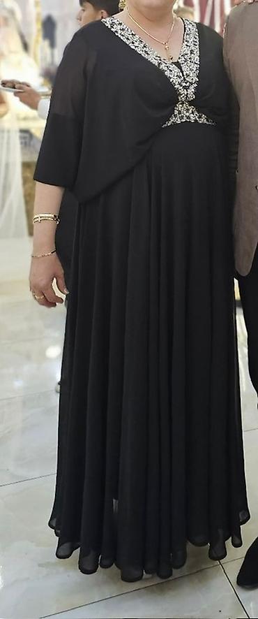abiye: Qara rəngli şənlik/gecə geyimi - Model: Uzun, axıcı ətəkli, rahat — 1