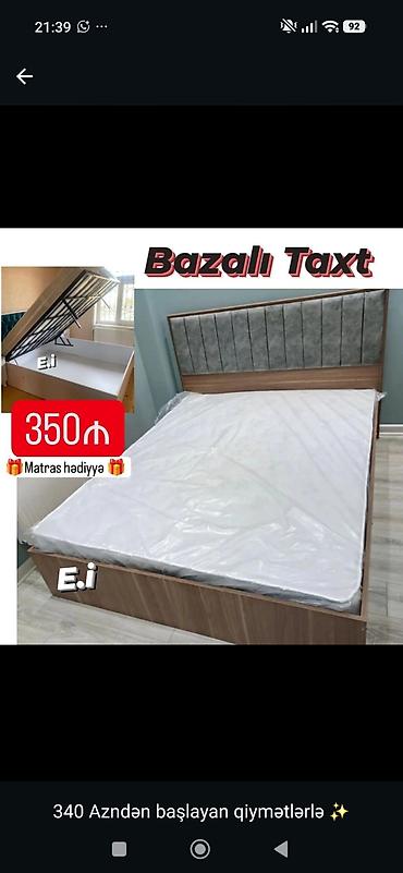 Bazalı taxt - Ölçü: standart ikinəfərlik taxt ölçüsündə - Bazalı