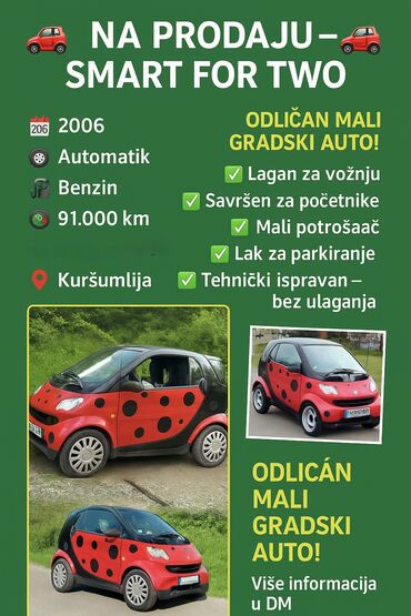 twingo 1: Smart Fortwo: 0.1 - engine capacity l | 2006 year 90000 km. Hatchback