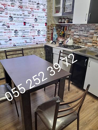 Masa və oturacaq dəstləri: Mətbəx üçün, Yeni, Açılmayan, Dördbucaq masa, 2 stul — 2