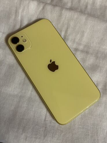 Apple iPhone: IPhone 11, Б/у, 128 ГБ, Желтый, Защитное стекло, Чехол, 88 %