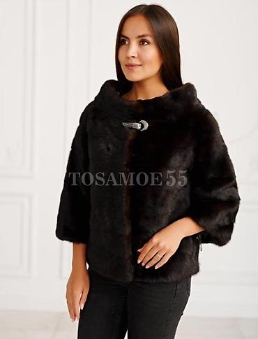 Шуба из норки, короткая модель ворот шанель, рукава длинные. черный