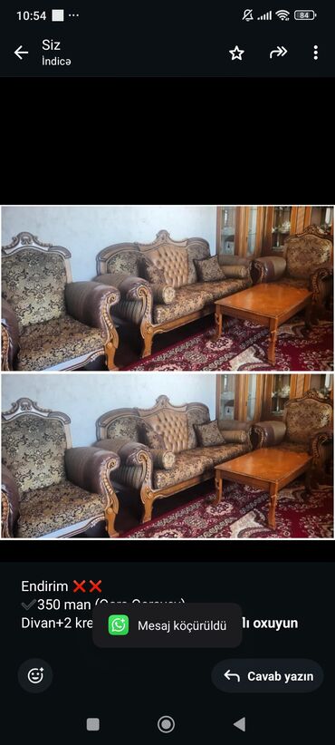 Digər mebel: İşlənmiş, Divan, 2 kreslo
