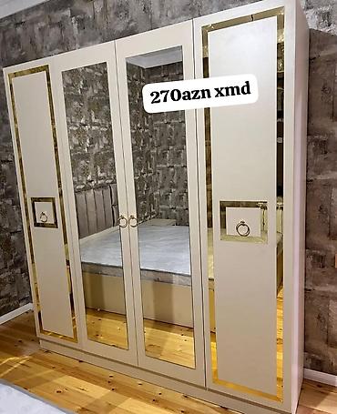 boyuk mişkalar: Yeni, 4 qapılı, Güzgülü, Bej, Açılan, Düz dolab — 1
