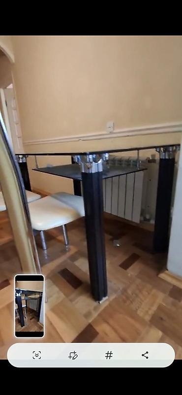 Masalar və oturacaqlar: Şüşə üstlü yemək/çay masası+2 stul ilə. - Dizayn: Düzbucaqlı forma — 2