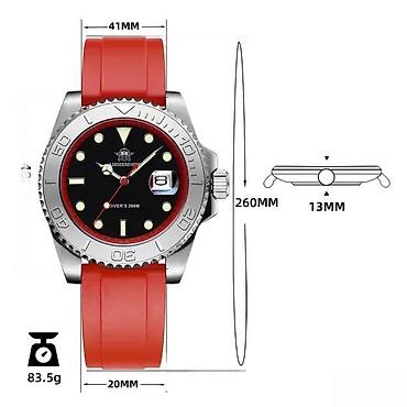 Ručni satovi: ADDIESDIVE AD2040 - 41mm - Crvena- Rolex YACHT-MASTER Homage Potpuno — 8