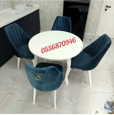 Masa və oturacaq dəstləri: Qonaq otağı üçün, Yeni, Açılmayan, Dördbucaq masa, 6 stul — 9