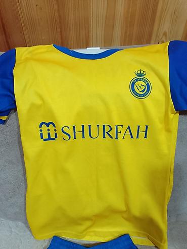 uşaq milli geyimləri: Al Nassr futbol dəsti – uşaq ölçüsü - 2 hissəli dəst: sarı-mavi forma — 2