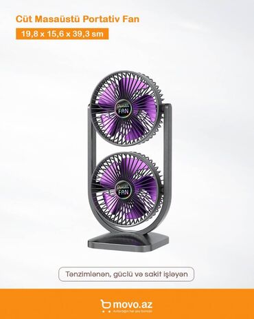 📦 Cüt Masaüstü Portativ Fan | EE-001 Tənzimlənən, güclü və sakit