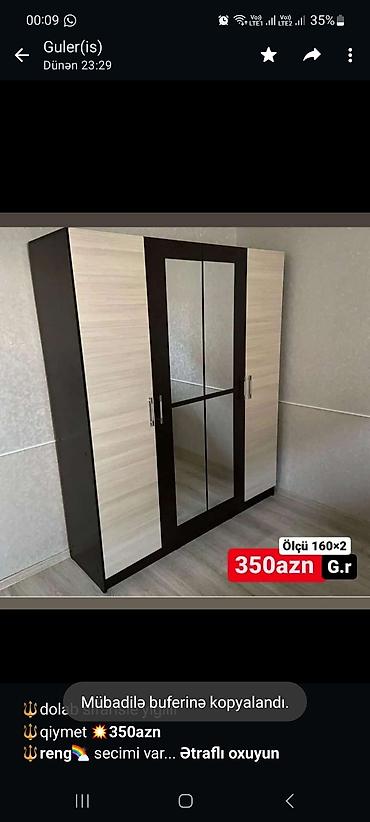 guler: 🔱dolab sifarisle yigilir 🔱qiymet *💥350azn* *🔱reng*🌈 secimi var 🔱ölcu — 1