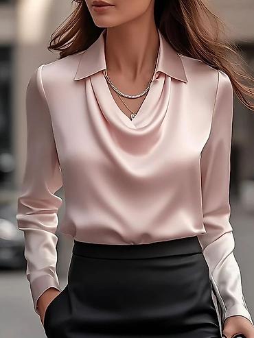 Košulje: 💫Elegantna satenska košulja sa drapiranim (vodopad) izrezom - — 10