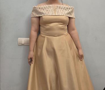21k qizil: Qızılı rəngdə ziyafət/gecə libası - Model: çiyinlər açıq — 1