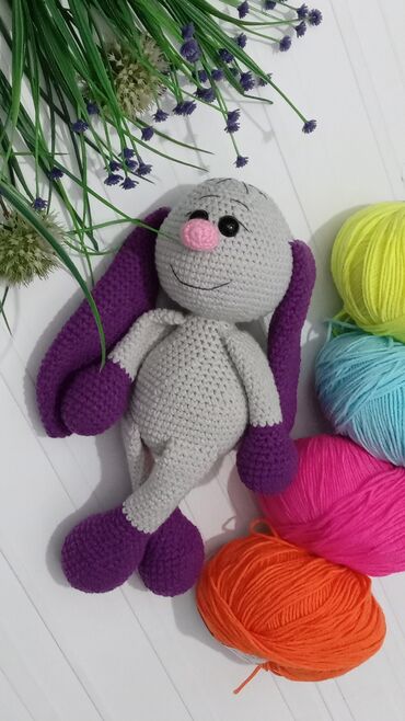 вибромассажер ручной: Ушастый зайчик вязанная игрушка ручная работа at lalafo.kg вибромассажер ручной: Ушастый зайчик вязанная игрушка ручная работа