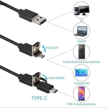 Mobil telefonlar üçün digər aksesuarlar: Endoskop kamera diametr 5,5mm,ve 7mm kabel 1,2,3 ve 5 metr yuksek — 16