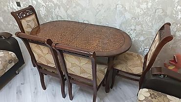 Yemək otağı dəsti – oval masa və 6 ədəd stul - Material: ağac (təbii