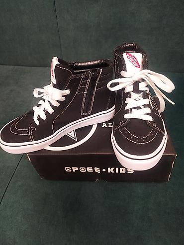 Детская обувь: Кеды OPEE KIDS, модель High-Top - Цвет: черный с контрастной белой — 2