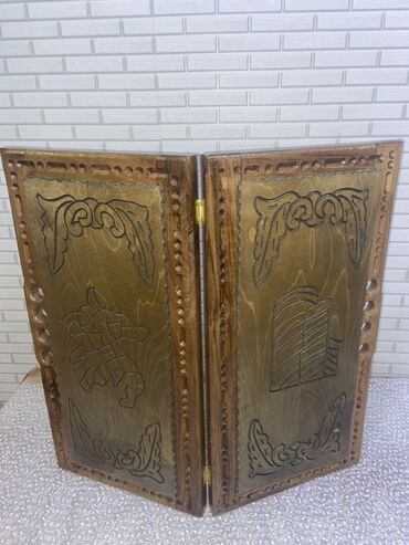 Маски, очки: Əl oyma naxışlı taxta nərd-taxta dəsti - Material: tam ağac (taxta)