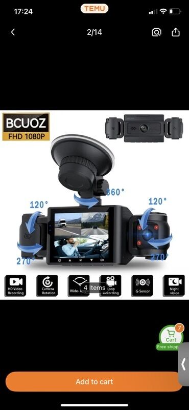 avtomobil ucun android monitorlar: BCUOZ FHD 1080P Avtomobil DVR (ön və daxili kamera ilə) +arxa kamera