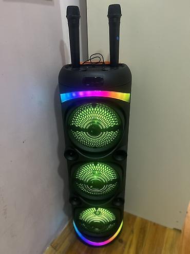 aux bluetooth: Karaoke üçün portativ səs sistemi – 3 iri dinamikli, LED işıqlı — 1