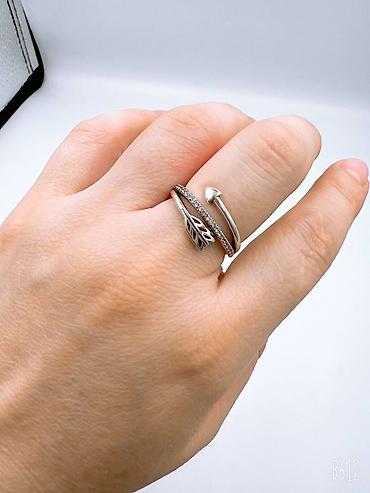 Серебряные кольца: Кольцо, Коктейльное, Проба 925, Женские, Фианит, Новый — 18