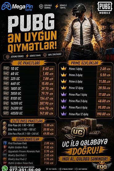 çat patpres təmiri: PUBG Mobile və Free Fire üçün rəqəmsal valyuta və paketlər Xidmətlər — 2