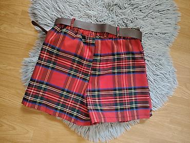 plis haljine: Crveno karirane šorts-suknja (skort) sa naborima, škotski tartan — 2