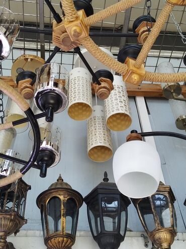 Bitkilər üçün dibçəklər: Çılçıraq, 10 və daha çox lampa, Metal