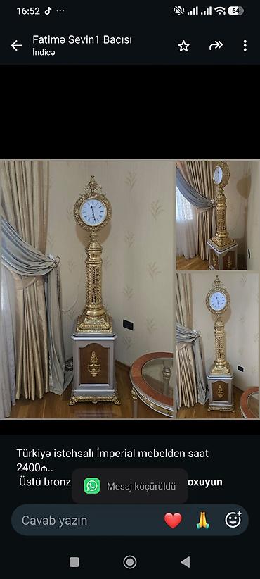 Türkiyə istehsalı İmperial mebelden saat 2400₼. Üstü bronz alt lalafo.az -da Türkiyə istehsalı İmperial mebelden saat 2400₼. Üstü bronz alt