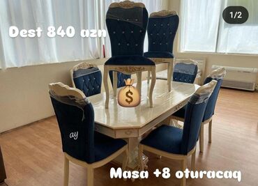 Masa və oturacaq dəstləri: Yeni, 8 stul