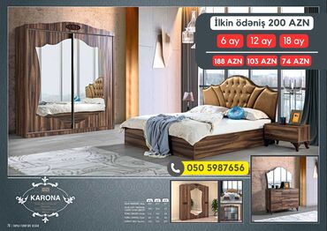 Yataq otağı dəstləri: 2 təknəfərlik çarpayı, Dolab, Termo, 2 tumba, Azərbaycan, Yeni — 4