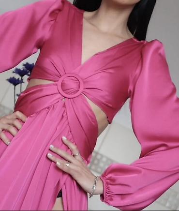 lil solid accessories: Elegantna duga haljina u intenzivno roze (fuksija) boji. - Materijal — 2