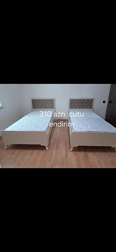 armada mebel: İki ədəd tək nəfərlik çarpayı dəsti - Rəng: krem-ağ gövdə, yumşaq — 1