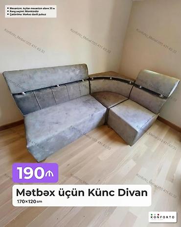 divan ustu: Məhsul: Mətbəx üçün Künc Divan - Ölçü: 170×120 sm - Rəng seçimi — 1