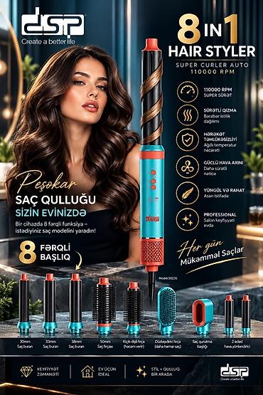 a 81: DSP 8 in 1 Hair Styler – Super Curler Auto 110000 RPM Peşəkar saç — 2