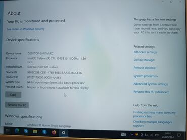 Ноутбуки: Ноутбук, 6 ГБ ОЗУ, Intel Celeron, 15.6 ", Б/у, Для работы, учебы, память SSD — 4