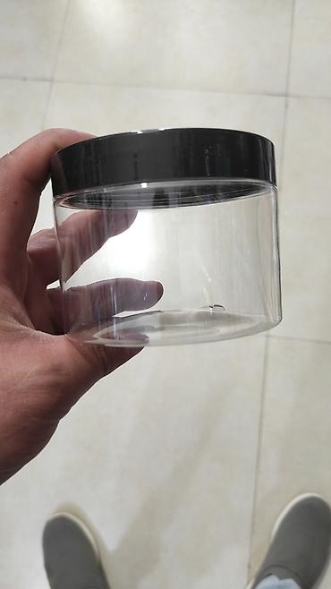 plasmas vannalar: Şəffaf plastik qab – vidalı qara qapaqlı - Material: şəffaf, qalın — 2