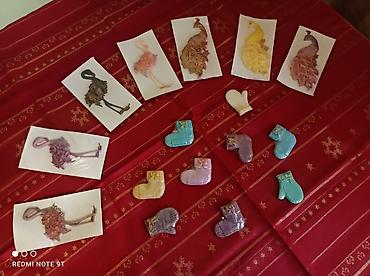 Новогодние фигуры: Набор декоративных фигур из гипса/полимерной массы, ручная роспись. - — 13