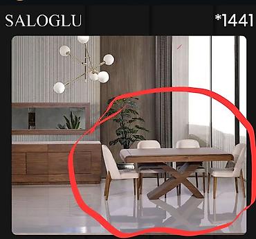 Masalar: Saloglu yemək masası 1 ədəd stul 8 ədəd jurnal masası 1 ədəd taxta — 2