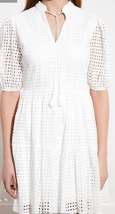ag etek: Ağ rəngli broderiya (eyelet) detallar ilə mini don - Material — 1
