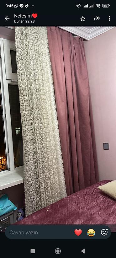 Qatar dəsti – qara-out pərdə və tül - Material: sıx, axıcı teksturaya